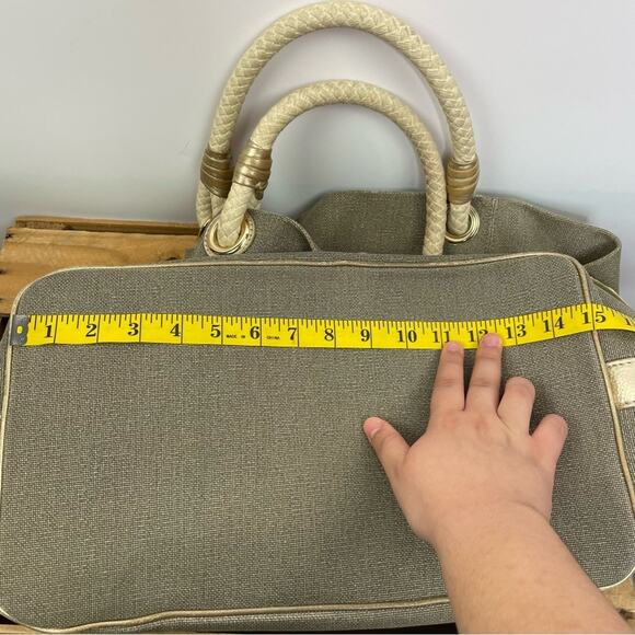 Michael Michael Kors Marina Grab Anchor oversized canvas taupe gold tote handbag - Picture 16 of 16